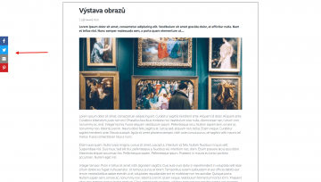 Web ve WebSite s připojeným panelem na sdílení na sociálních sítích